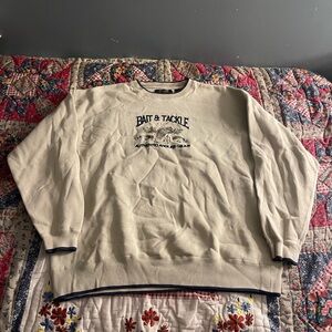 Bait and Tackle tan fishing sweatshirt size XL